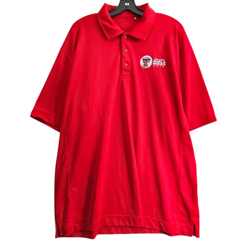 TEXAS TECH RED RAIDERS Polo Shirt Men XXL Red 2018 COLLEGE WORLD SERIES Baseball